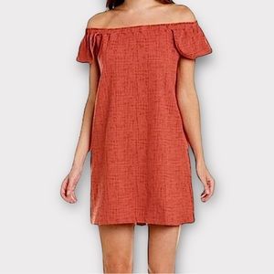 Madewell Women’s Eloise Dress XS Off Shoulder Mini Spiced Rose Girlhoodcore
